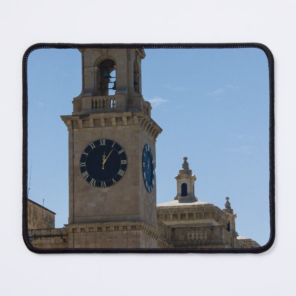Item preview, Historic Stone Clock Tower And Bell Tower On A Clear Blue Sky Over A Classical Church Building designed and sold by Nmallia.