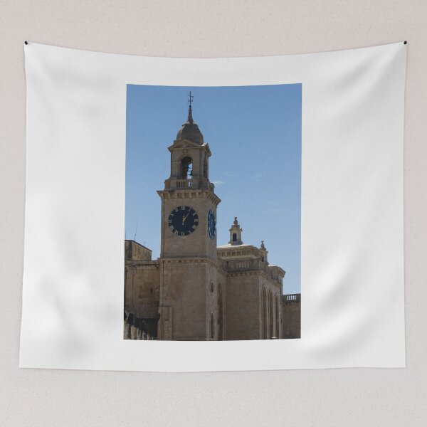 Item preview, Historic Stone Clock Tower And Bell Tower On A Clear Blue Sky Over A Classical Church Building designed and sold by Nmallia.