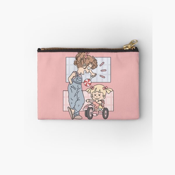 Item preview, an older child playfully teases a younger child riding a tricycle designed and sold by LoriaTaven.