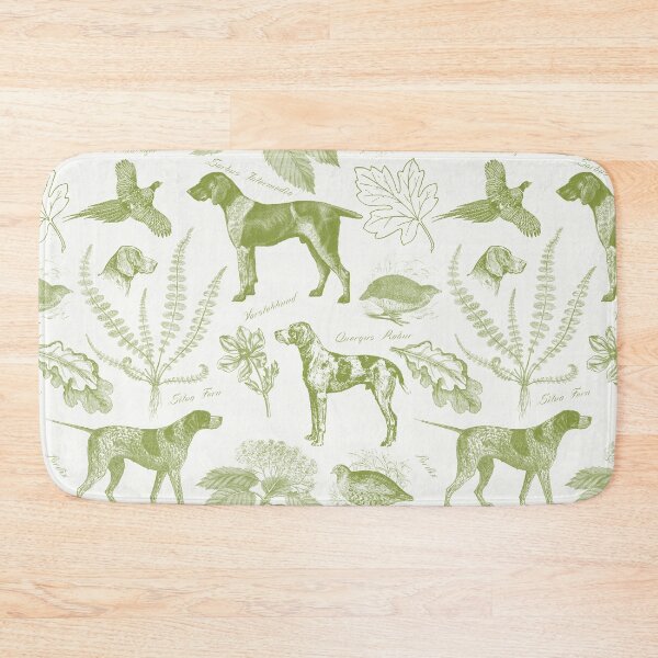 Item preview, German Pointer with Birds and Forest Plants Cottagecore Toile Pattern - Green designed and sold by CanisArt.