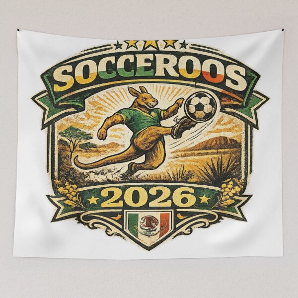 Item preview, Socceroos 2026 Kangaroo Kicking Soccer Ball Australian Football Art | Australia Soccer Fan Gift designed and sold by irfanshikh.