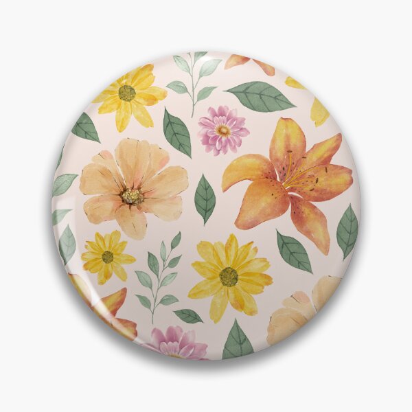 Item preview, Watercolor Summer Flower Pattern | Orange Yellow Pink Lush Seamless Botanical designed and sold by Dino-Lune.