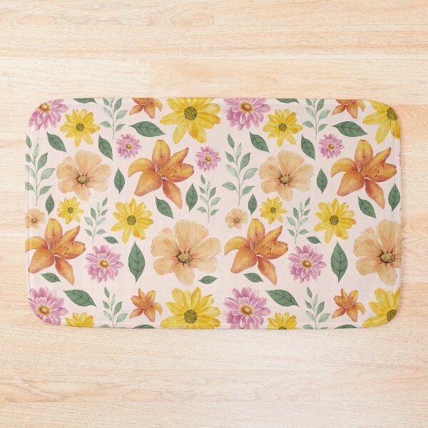 Item preview, Watercolor Summer Flower Pattern | Orange Yellow Pink Lush Seamless Botanical designed and sold by Dino-Lune.