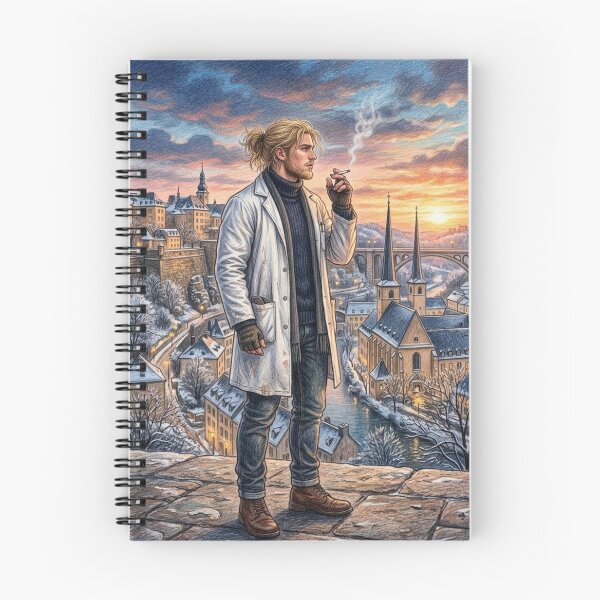 Item preview, THE SCIENTIST'S REST IN THE SNOWY CITY PENCIL ILLUSTRATION designed and sold by Curiosiart.