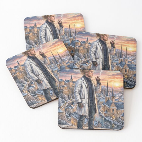 Item preview, THE SCIENTIST'S REST IN THE SNOWY CITY PENCIL ILLUSTRATION designed and sold by Curiosiart.