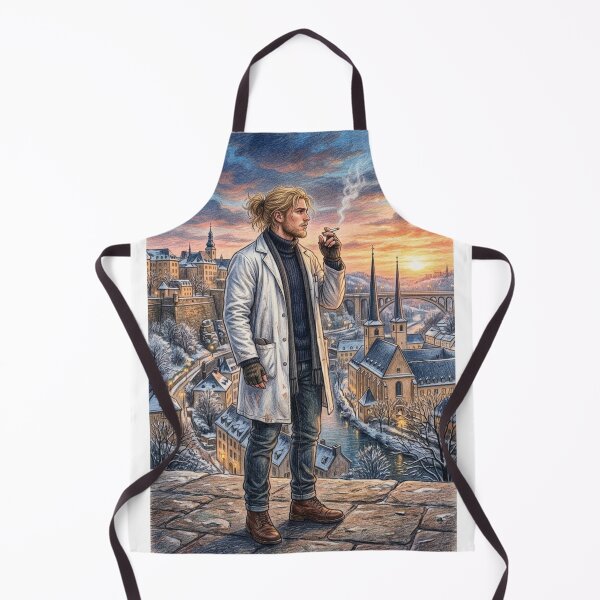 Item preview, THE SCIENTIST'S REST IN THE SNOWY CITY PENCIL ILLUSTRATION designed and sold by Curiosiart.