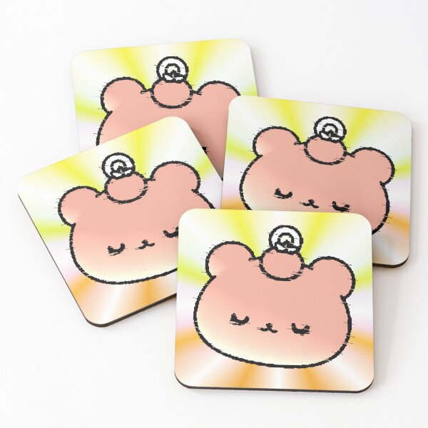 Item preview, Kawaii Bear Glitch Charm Pink Closed Eyes designed and sold by AstronautMerch.
