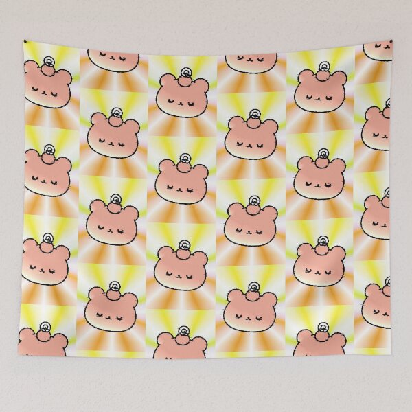 Item preview, Kawaii Bear Glitch Charm Pink Closed Eyes designed and sold by AstronautMerch.