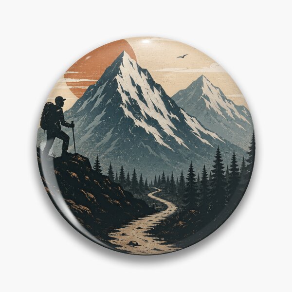 Item preview, The Trail Is My Church – Vintage Hiking Mountain Badge designed and sold by LadySita.