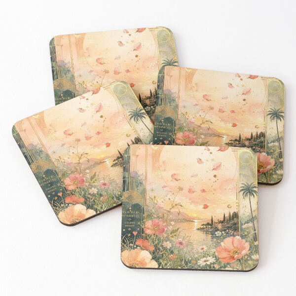 Item preview, Golden Floral Summer Sunset Landscape designed and sold by ArtStyleAlice.
