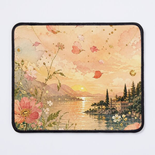 Item preview, Golden Floral Summer Sunset Landscape designed and sold by ArtStyleAlice.