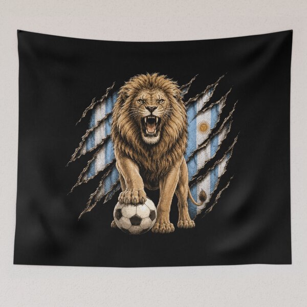 Item preview, Lion Soccer Legend Argentina Inspired Football Fan designed and sold by pixiedustpaint.