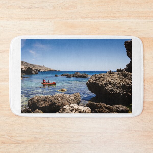 Item preview, Couple Kayaking in Clear Rocky Cove on Sunny Mediterranean Coast With Blue Sea and Sky designed and sold by Nmallia.
