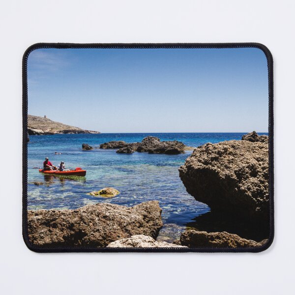 Item preview, Couple Kayaking in Clear Rocky Cove on Sunny Mediterranean Coast With Blue Sea and Sky designed and sold by Nmallia.