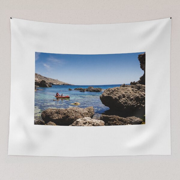 Item preview, Couple Kayaking in Clear Rocky Cove on Sunny Mediterranean Coast With Blue Sea and Sky designed and sold by Nmallia.