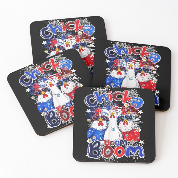 Item preview, Chicka Boom Boom 4th Of July Patriotic Chickens Fireworks Graphic Tee designed and sold by MariCanal.