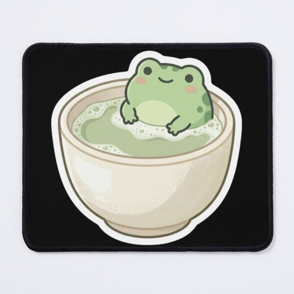 Item preview, Cute Frog in Matcha Tea Cup Cozy Cottagecore Aesthetic Sticker designed and sold by AMS.
