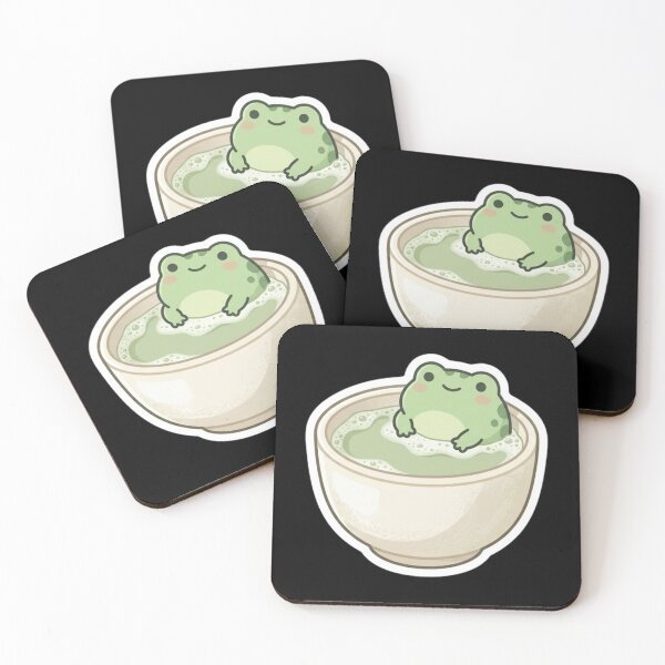 Item preview, Cute Frog in Matcha Tea Cup Cozy Cottagecore Aesthetic Sticker designed and sold by AMS.