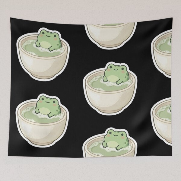 Item preview, Cute Frog in Matcha Tea Cup Cozy Cottagecore Aesthetic Sticker designed and sold by AMS.