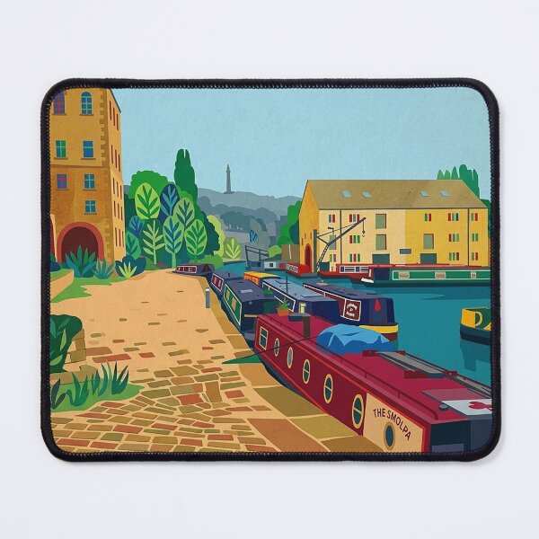 Item preview, Sowerby Bridge Canal Basin in Autumn – Matisse Style Graphic Art designed and sold by ArtworkNorth.