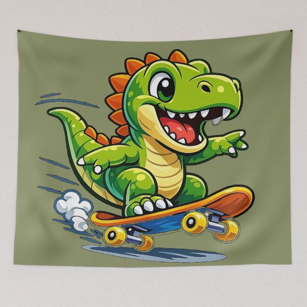 Item preview, Cool Skateboarding Dinosaur T-Rex | Funny Skater Dino Cartoon Art | Kids Dinosaur Sticker | Cute Extreme Sports Dino Print designed and sold by NeonKawaiiCo.