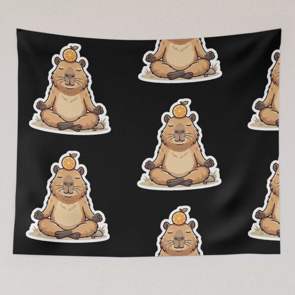 Item preview, Zen Capybara Meditating with Orange Funny Cute Animal Sticker designed and sold by AMS.