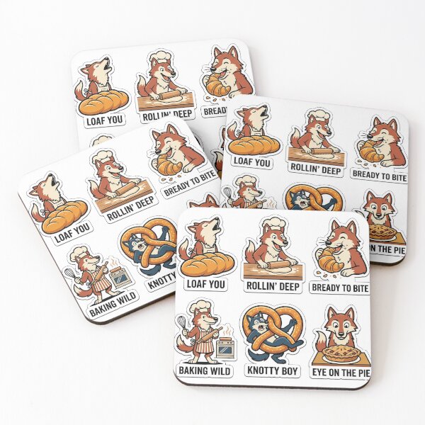Item preview, Vintage Wolf Bread Sticker Pack - Retro Baker & Grain Puns designed and sold by SimpleP.