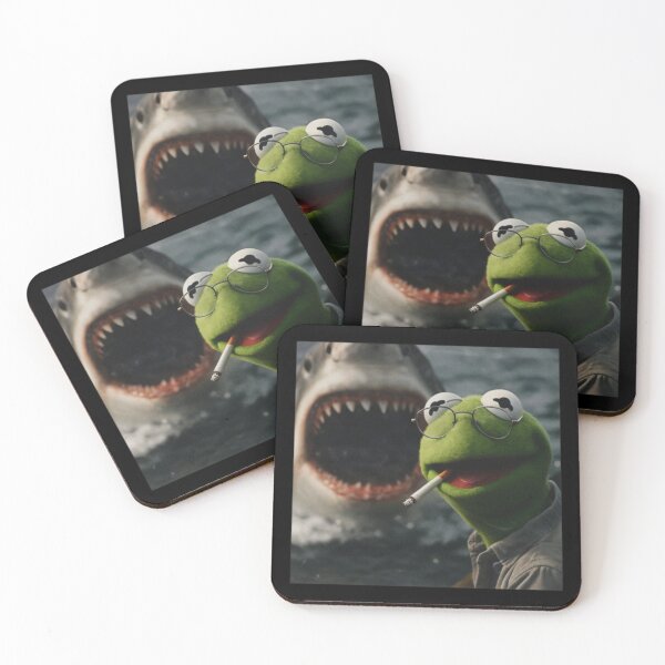 Item preview, Smoking Frog Meme Shark Attack Parody Vintage Dark Humor designed and sold by CrossKateOne.