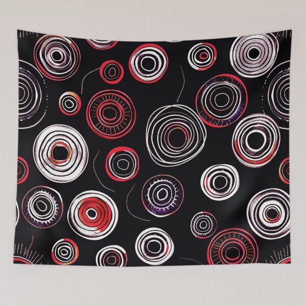 Item preview, Mid-Century Modern Red And White Circles On Black designed and sold by DEC02.