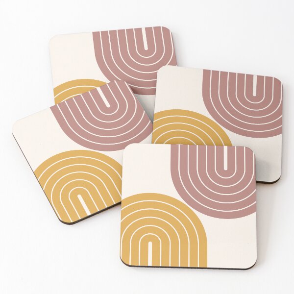 Item preview, Mid Century Modern Geometric Arches - Minimalist Blush Mustard Theme designed and sold by nineFlorals.