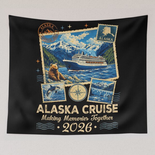 Item preview, Alaska Cruise Making Memories Together 2026 Family Vacation Vintage Postcard Art designed and sold by StanaLuis.