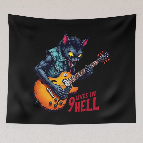 Item preview, 9 Lives In Hell - Vintage Psychobilly Voodoo Cat Art designed and sold by Hans-Design.
