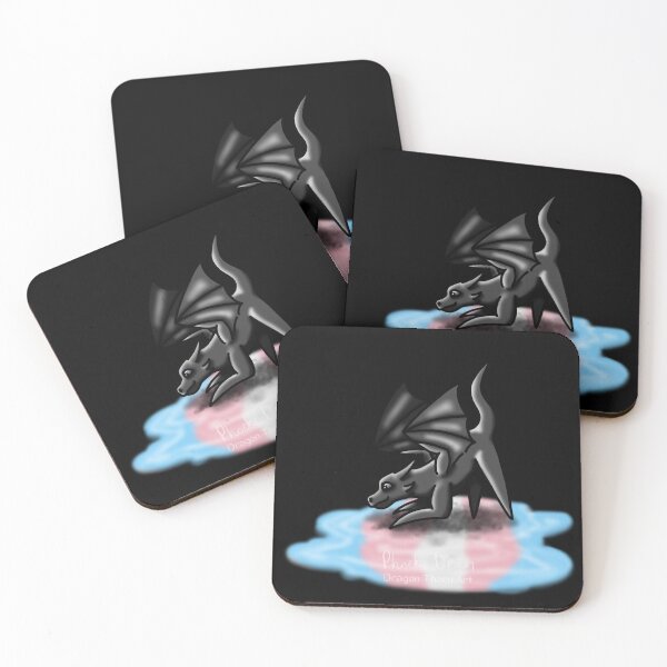 Item preview, Black Trans Pride Puddle Dragon designed and sold by dragonthorn-art.