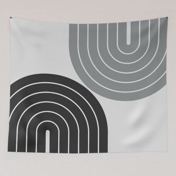 Item preview, Mid Century Modern Geometric Arches - Minimalist Midnight Charcoal Throw Pillow designed and sold by nineFlorals.