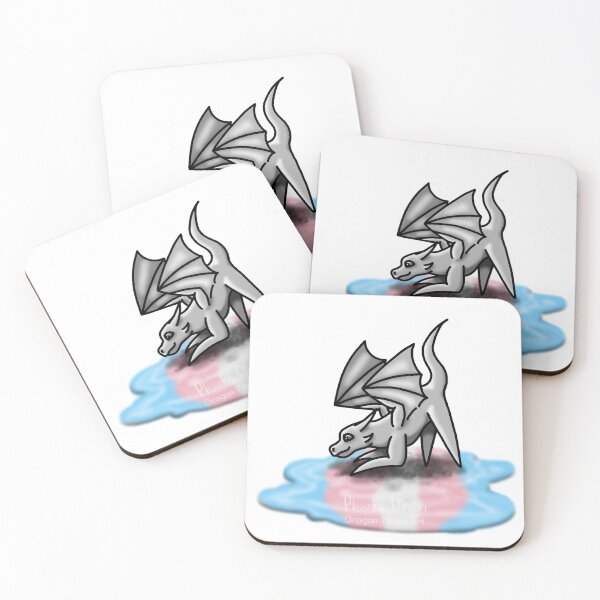 Item preview, White Trans Pride Puddle Dragon designed and sold by dragonthorn-art.