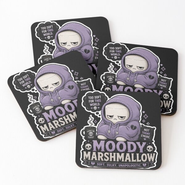 Item preview, Moody Marshmallow Goth Cartoon Character Sticker | Too Soft For This World designed and sold by Snackwave Ninety.
