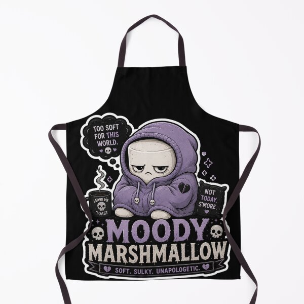Item preview, Moody Marshmallow Goth Cartoon Character Sticker | Too Soft For This World designed and sold by Snackwave Ninety.