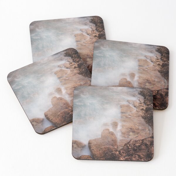 Item preview, Misty Ocean Waves Crashing Against Rugged Rocky Coastline Long Exposure Seascape At Dusk designed and sold by Nmallia.
