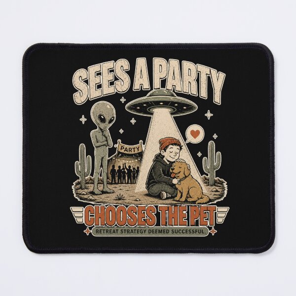 Item preview, Pets Over Parties - Funny Introvert Alien Dog Design designed and sold by BlackSector77.