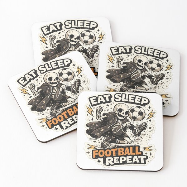 Item preview, Eat Sleep Football Repeat Skeleton | Funny Soccer Lover Gothic Design designed and sold by SkeletonMood.
