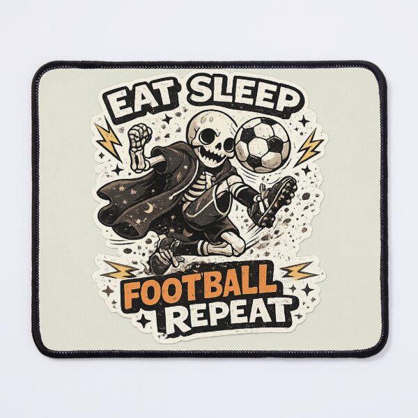 Item preview, Eat Sleep Football Repeat Skeleton | Funny Soccer Lover Gothic Design designed and sold by SkeletonMood.