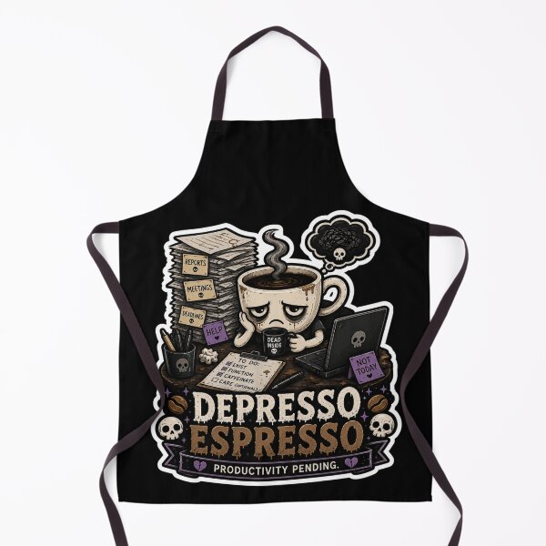 Item preview, Depresso Espresso Goth Coffee Cartoon Sticker | Productivity Pending designed and sold by Snackwave Ninety.
