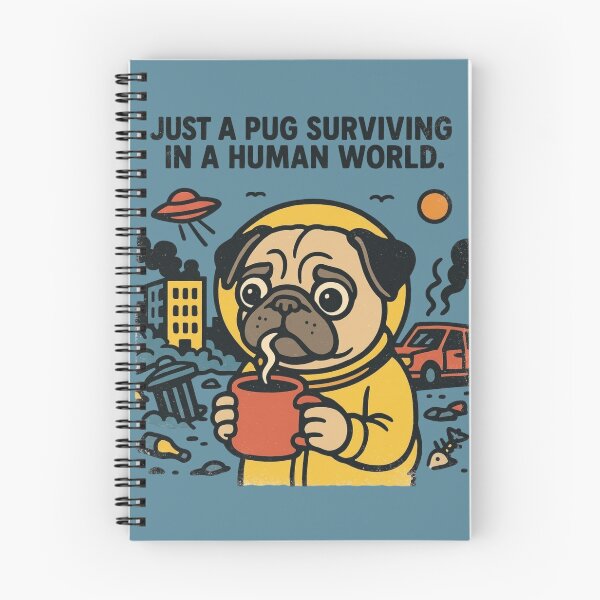 Item preview, Funny UFO Alien Pug Drinking Coffee Dog Meme Apocalypse designed and sold by GREENSandGRACE.