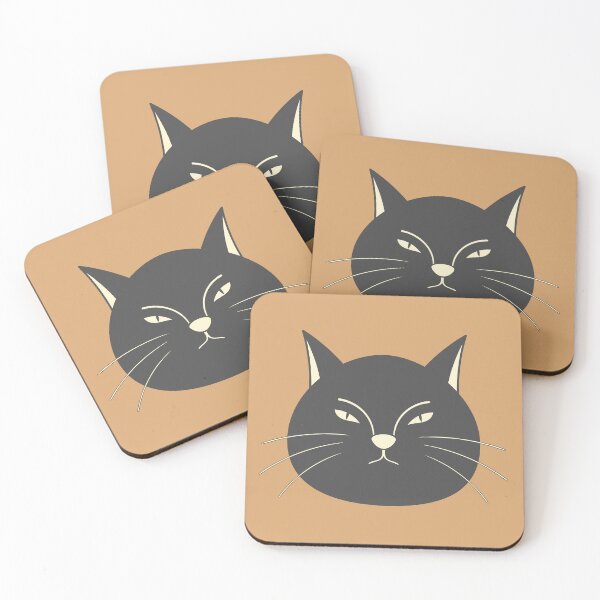Item preview, cute grumpy black cat face illustration designed and sold by toonword93.