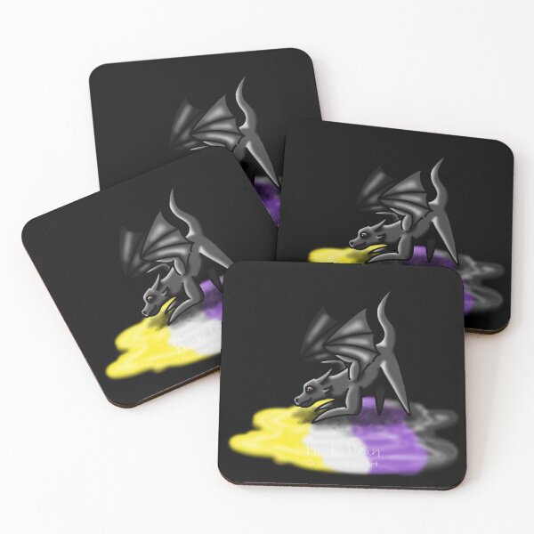 Item preview, Black Non-Binary Pride Puddle Dragon designed and sold by dragonthorn-art.