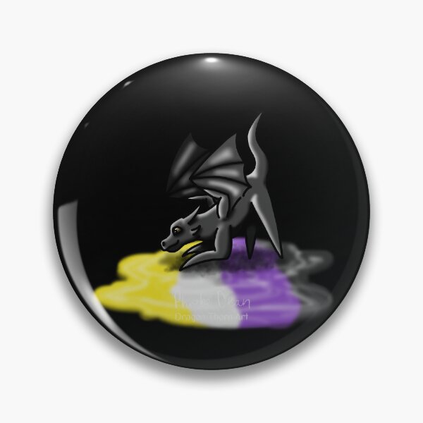 Item preview, Black Non-Binary Pride Puddle Dragon designed and sold by dragonthorn-art.