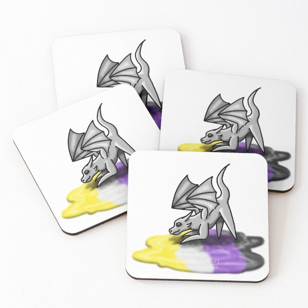 Item preview, White Non-Binary Pride Puddle Dragon designed and sold by dragonthorn-art.