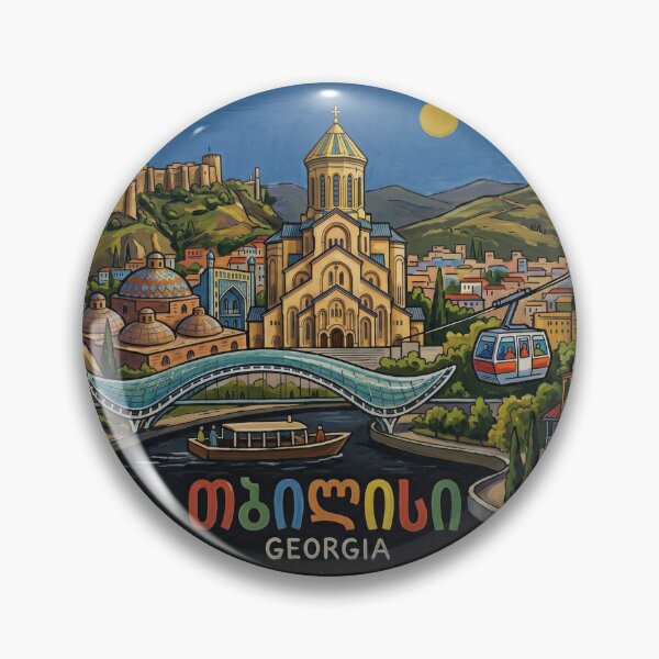 Item preview, Tbilisi Georgia Skyline Painting in Pirosmani Style designed and sold by AgingeR.