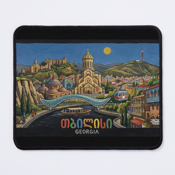 Item preview, Tbilisi Georgia Skyline Painting in Pirosmani Style designed and sold by AgingeR.