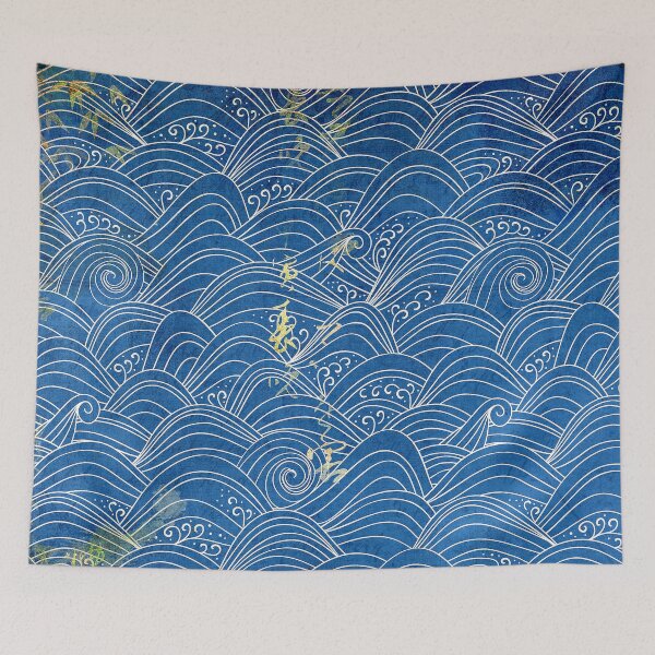 Item preview, Vintage Asian-Inspired Elegant Blue Ocean Waves Pattern designed and sold by DEC02.